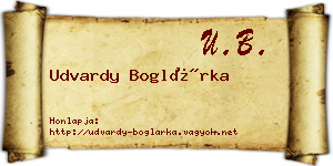Udvardy Boglárka névjegykártya